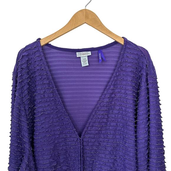 Maggie Barnes for Catherines Purple Open Front Cardigan Womens Size 5X Petite - Picture 7 of 8